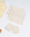 Yellow & Off White Double Gauze Newborn Mittens/Washcloths Set