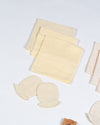 Yellow & Off White Double Gauze Newborn Mittens/Washcloths Set