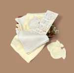 Yellow & Off White Double Gauze Newborn Mittens/Washcloths Set - Image 2