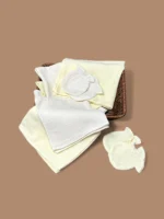 Yellow & Off White Double Gauze Newborn Mittens/Washcloths Set - Image 5